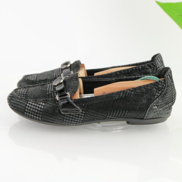 Earth Womens Scout Loafer Size 8 B Black Leather Houndstooth Slip On Flat Shoe - Picture 8 of 12